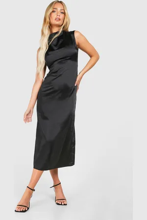 Boohoo Womens Satin High Neck Cap Sleeve Midaxi Dress - - 10