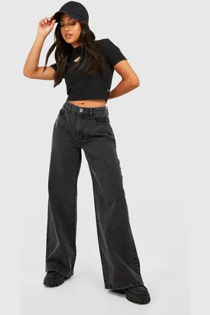 Boohoo Womens Petite Basics 28 Inch Wide Leg Jean - - 12