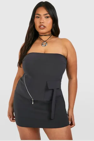 Boohoo Womens Plus Bandeau Zip Side Top - - 18