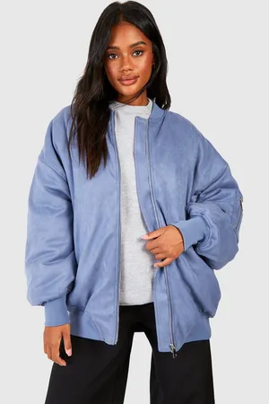 Boohoo Womens Oversized Faux Suede Bomber Jacket - - 12