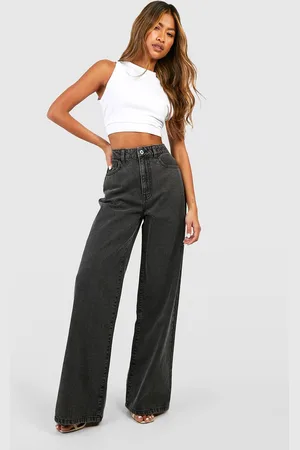 Boohoo Womens Basics High Waisted Wide Leg Jeans - - 16