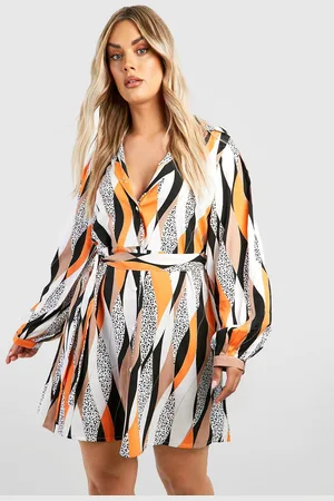Boohoo Womens The Plus Printed Shirt Dress - - 16