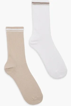 Boohoo Womens 2 Pack Tonal Stripe Socks - - One Size