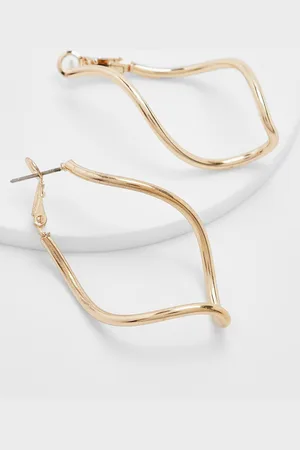 Boohoo Womens Wavy Shaped Earring Hoop Earrings - - One Size