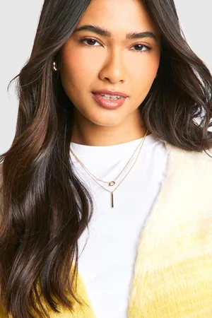 Boohoo Womens Circle & Bar Simple Layered Necklace - - One Size