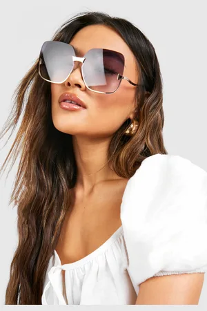 Boohoo Womens Oversized Metal Trim Sunglasses - - One Size