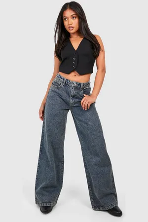 Boohoo Womens Petite Basics Wide Leg Jean - - 8