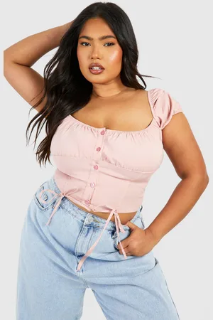 Boohoo Womens Plus Milkmaid Puff Sleeve Bengaline Corset Top - - 16