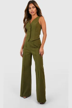 Boohoo Womens Super Stretch Waistcoat & Seam Front Straight Leg Trousers - - 8