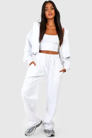 Boohoo Womens Deep Hem Crop Top 3 Piece Hooded Tracksuit - - 8