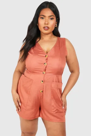 Boohoo Womens Plus Woven Tailored Button Down Playsuit - - 16
