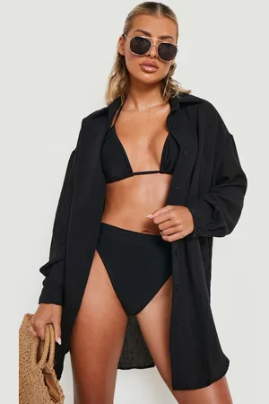 Boohoo Womens Linen Look Oversized Beach Shirt - - S