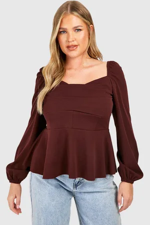 Boohoo Womens Plus Drape Detail Corset Peplum Top - - 28