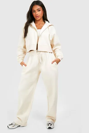 Boohoo Womens Deep Hem Crop Top 3 Piece Hooded Tracksuit - - S