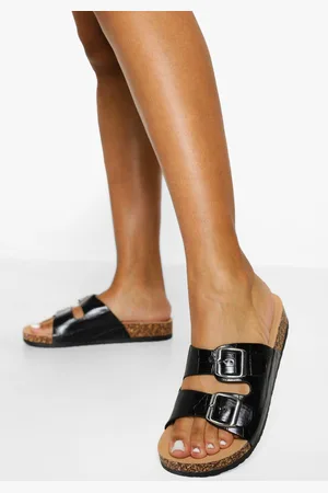 Boohoo Womens Double Buckle Croc Footbed Slider - - 3