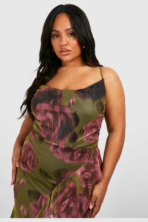 Boohoo Womens Plus Absract Floral Mesh Cowl Bodysuit - - 16