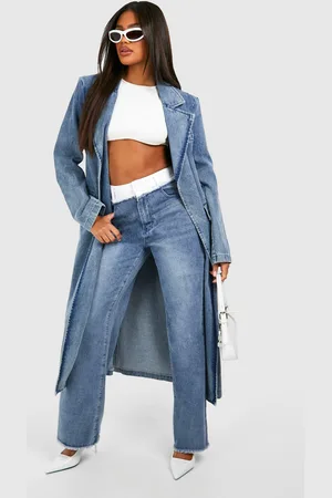 Boohoo Womens Contrast Waistband Wide Leg Jeans - - 6