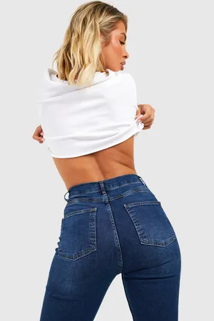 Boohoo Womens Butt Shaper High Rise Skinny Flared Jeans - - 8