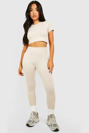 Boohoo Womens Petite Seamless Rib Leggings - - L