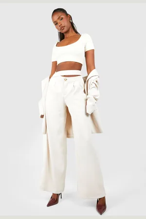 Boohoo Womens Tab Front Pleat Detail Wide Leg Trousers - - 6