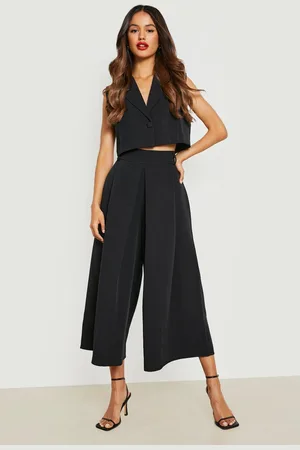 Boohoo Womens Pleat Front Wide Leg Tailored Culottes - - 12