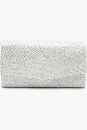 Boohoo Womens Structured Metallic Clutch Bag & Chain - - One Size