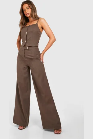 Boohoo Womens Textured Straight Leg Trousers - - 12