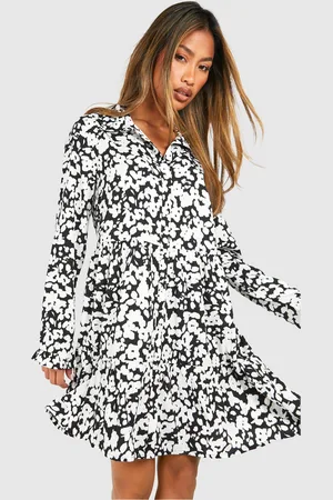 Boohoo Womens Floral Smock Shirt Dress - - 8