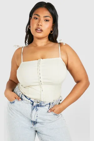 Boohoo Womens Plus Hook And Eye Tie Shoulder Corset Top - - 16