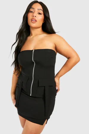 Boohoo Womens Plus Bandeau Zip Up Pocket Detail Top - - 16