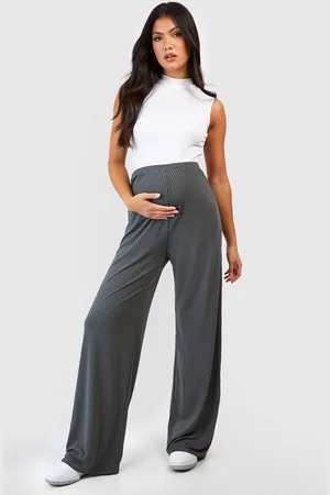Boohoo Womens Maternity Rib Wide Leg Trouser - - 8