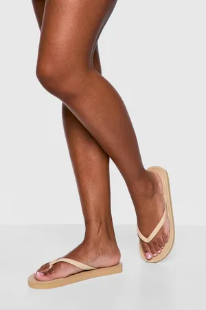 Boohoo Womens Wide Fit Round Toe Flip Flops - - 3
