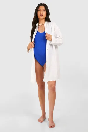 Boohoo Womens Maternity Linen Look Button Down Beach Shirt Dress - - 8