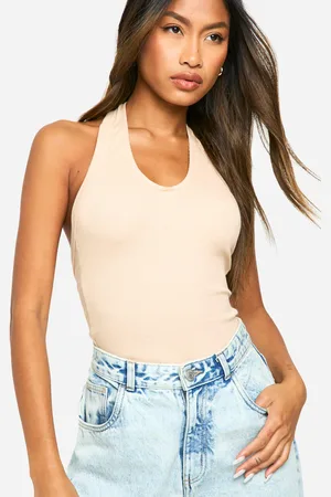 Boohoo Womens Rib Thick Binding Halter Neck Vest - - 6
