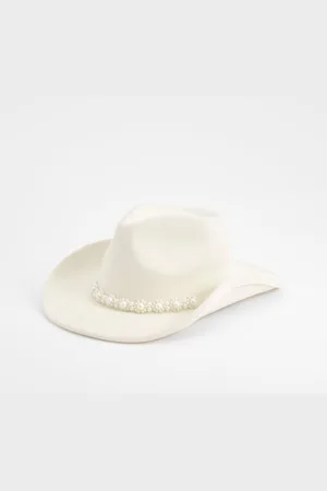 Boohoo Womens Pearl Detail Western Cowboy Hat - - One Size