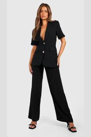 Boohoo Womens Linen Look Wide Leg Trousers - - 10