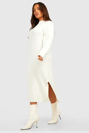 Boohoo Womens Plus Chunky Rib Soft Knitted Midaxi Dress - - 26
