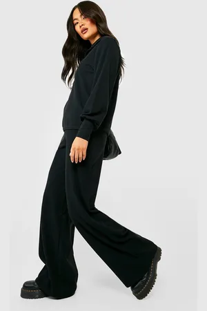 Boohoo Womens Ribbed Wide Leg Trousers - - 8