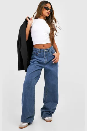 Boohoo Womens High Waisted Wide Leg Jeans - - 16