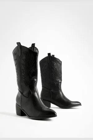 Boohoo Womens Wide Fit Tab Detail Ankle Cowboy Western Boots - - 5