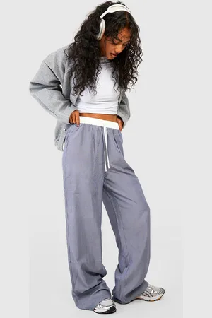 Boohoo Womens Contrast Waistband Striped Wide Leg Trousers - - 6