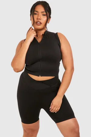 Boohoo Womens Plus Seamless High Neck Zip Up Crop Top - - 24
