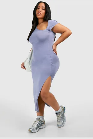 Boohoo Womens Plus Asymetric Cap Sleeve Ruched Midaxi Dress - - 16