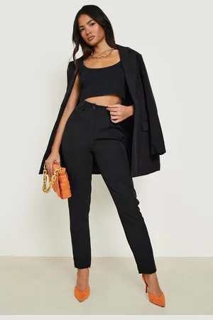 Boohoo Womens High Waist Tapered Tailored Suit Trousers - - 8