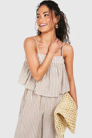 Boohoo Womens Petite Stripe Strappy Crop Top - - 10