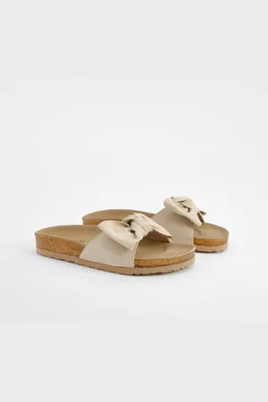 Boohoo Womens Wide Fit Knot Front Footbed Sliders - - 3