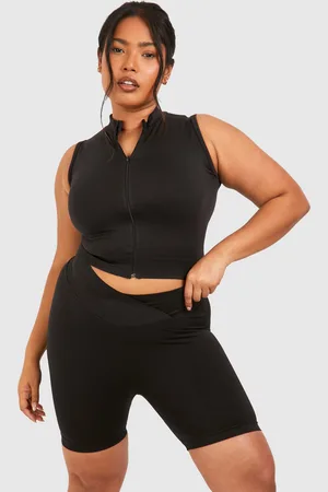 Boohoo Womens Plus Wrap Over Waistband Seamless Shorts - - 20-22
