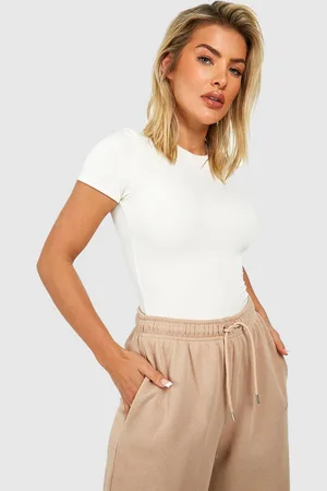 Boohoo Womens Double Layer Slinky Short Sleeve Bodysuit - - 8