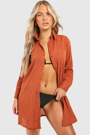 Boohoo Womens Cheescloth Beach Shirt Dress - - M