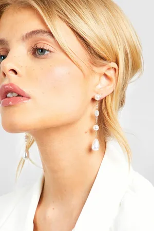 Boohoo Womens Pearl Multi Station Drop Earring - - One Size